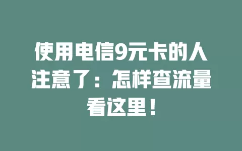 使用电信9元卡的人注意了：怎样查流量看这里！