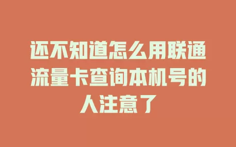 还不知道怎么用联通流量卡查询本机号的人注意了