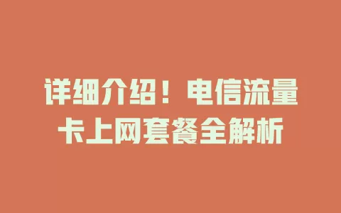 详细介绍！电信流量卡上网套餐全解析