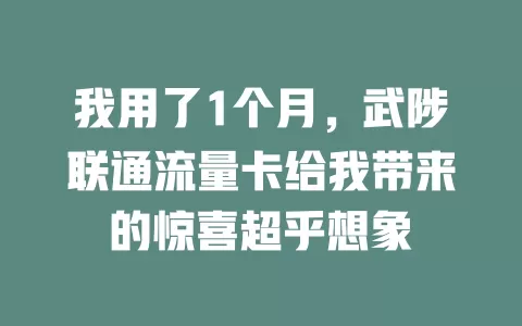 我用了1个月，武陟联通流量卡给我带来的惊喜超乎想象