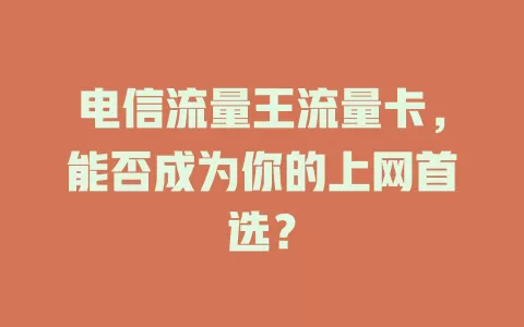 电信流量王流量卡，能否成为你的上网首选？