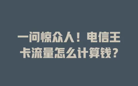 一问惊众人！电信王卡流量怎么计算钱？