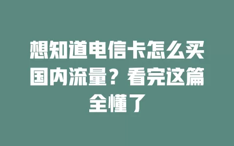想知道电信卡怎么买国内流量？看完这篇全懂了