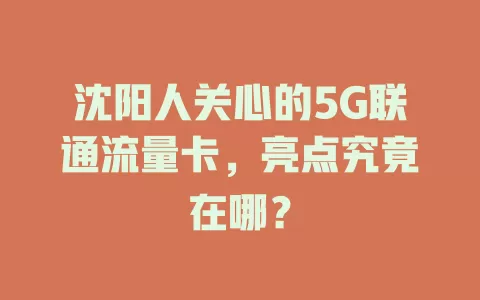 沈阳人关心的5G联通流量卡，亮点究竟在哪？