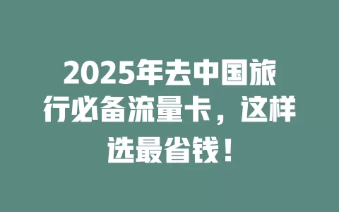 2025年去中国旅行必备流量卡，这样选最省钱！