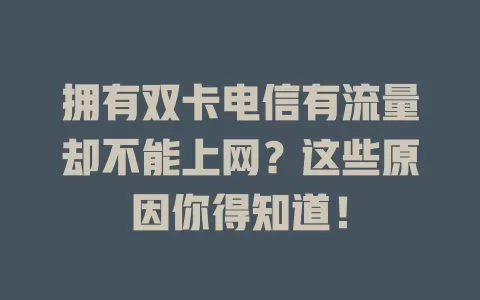 拥有双卡电信有流量却不能上网？这些原因你得知道！