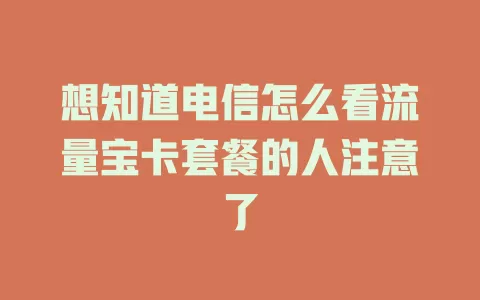 想知道电信怎么看流量宝卡套餐的人注意了
