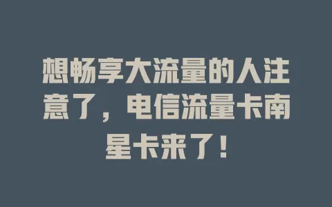 想畅享大流量的人注意了，电信流量卡南星卡来了！