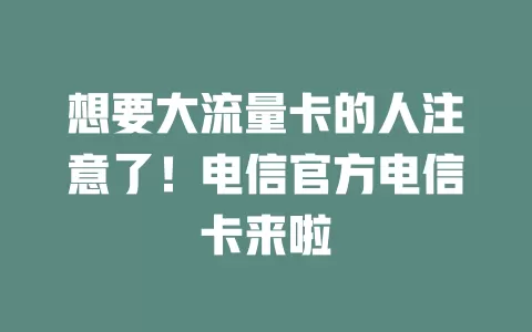 想要大流量卡的人注意了！电信官方电信卡来啦