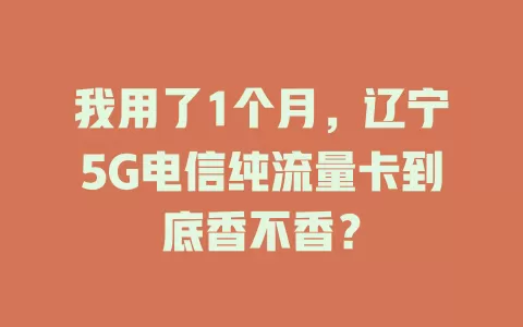 我用了1个月，辽宁5G电信纯流量卡到底香不香？