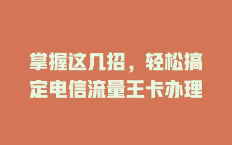掌握这几招，轻松搞定电信流量王卡办理