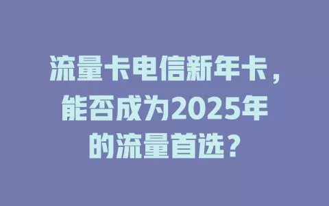流量卡电信新年卡，能否成为2025年的流量首选？