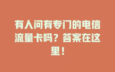 有人问有专门的电信流量卡吗？答案在这里！