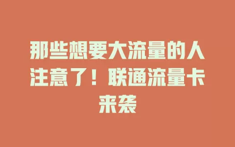 那些想要大流量的人注意了！联通流量卡来袭