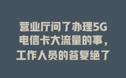 营业厅问了办理5G电信卡大流量的事，工作人员的答复绝了