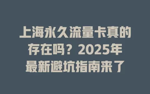 上海永久流量卡真的存在吗？2025年最新避坑指南来了