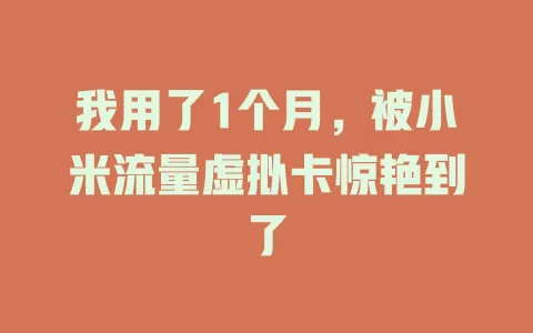我用了1个月，被小米流量虚拟卡惊艳到了