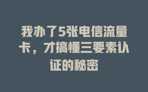 我办了5张电信流量卡，才搞懂三要素认证的秘密