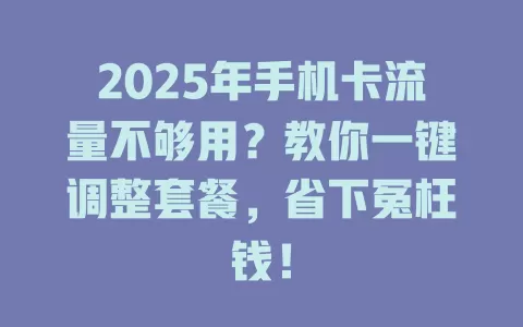 2025年手机卡流量不够用？教你一键调整套餐，省下冤枉钱！