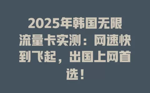 2025年韩国无限流量卡实测：网速快到飞起，出国上网首选！