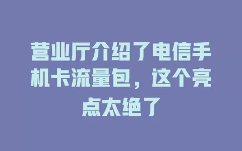 营业厅介绍了电信手机卡流量包，这个亮点太绝了