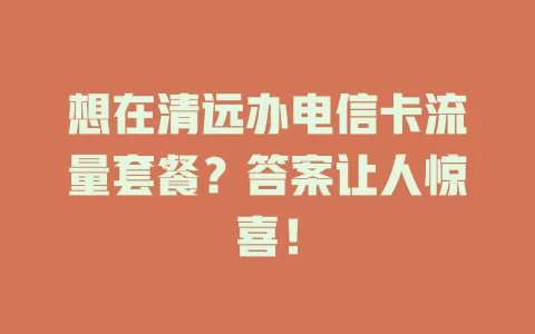想在清远办电信卡流量套餐？答案让人惊喜！