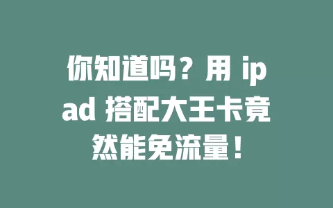 你知道吗？用 ipad 搭配大王卡竟然能免流量！