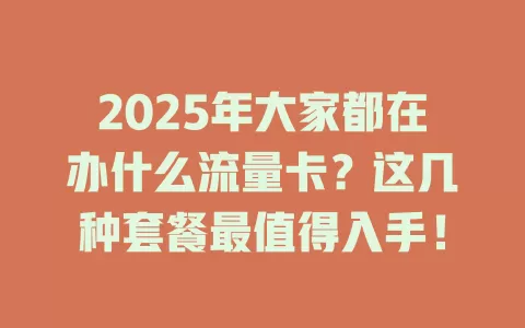 2025年大家都在办什么流量卡？这几种套餐最值得入手！
