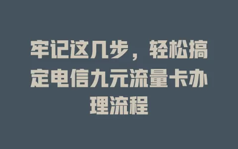 牢记这几步，轻松搞定电信九元流量卡办理流程