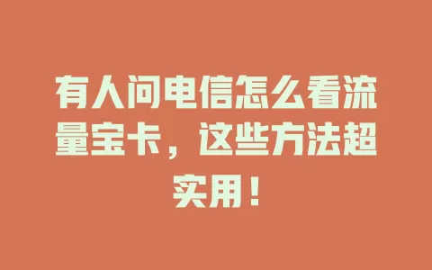有人问电信怎么看流量宝卡，这些方法超实用！