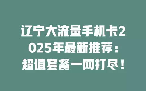 辽宁大流量手机卡2025年最新推荐：超值套餐一网打尽！