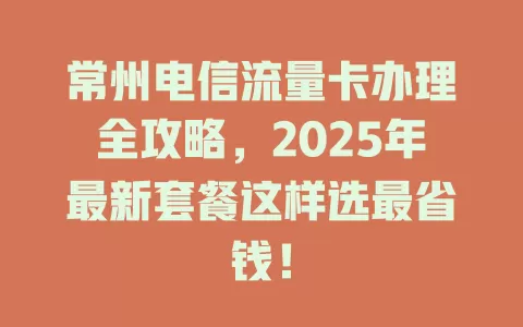 常州电信流量卡办理全攻略，2025年最新套餐这样选最省钱！