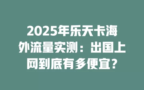 2025年乐天卡海外流量实测：出国上网到底有多便宜？