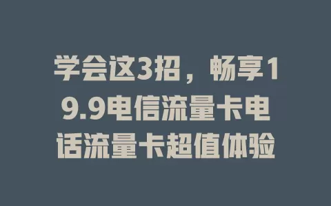 学会这3招，畅享19.9电信流量卡电话流量卡超值体验