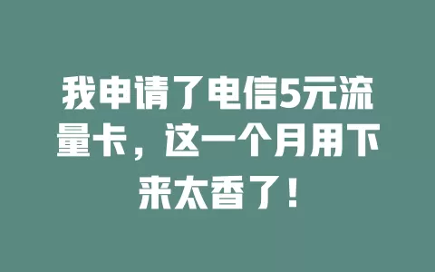 我申请了电信5元流量卡，这一个月用下来太香了！