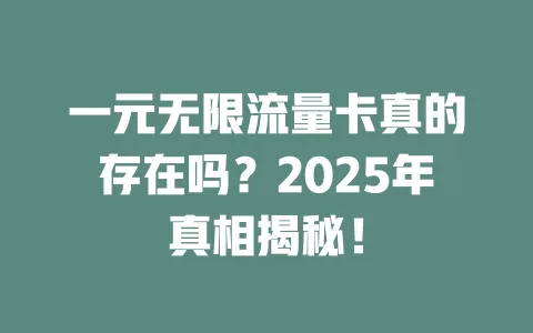 一元无限流量卡真的存在吗？2025年真相揭秘！