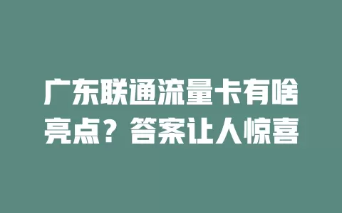 广东联通流量卡有啥亮点？答案让人惊喜