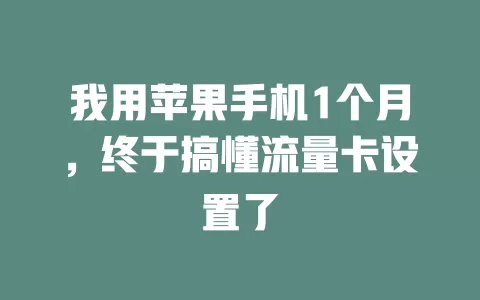 我用苹果手机1个月，终于搞懂流量卡设置了