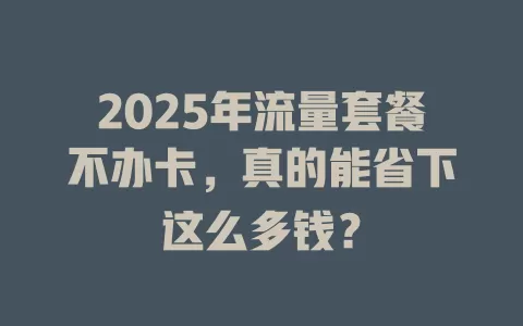 2025年流量套餐不办卡，真的能省下这么多钱？