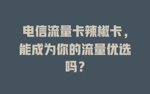 电信流量卡辣椒卡，能成为你的流量优选吗？