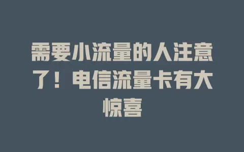 需要小流量的人注意了！电信流量卡有大惊喜