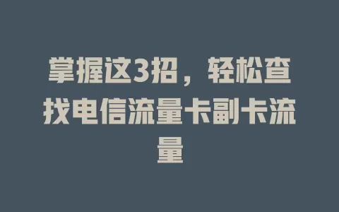 掌握这3招，轻松查找电信流量卡副卡流量