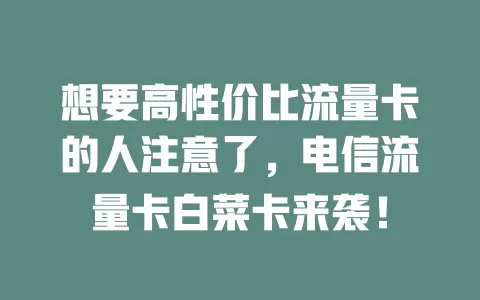 想要高性价比流量卡的人注意了，电信流量卡白菜卡来袭！
