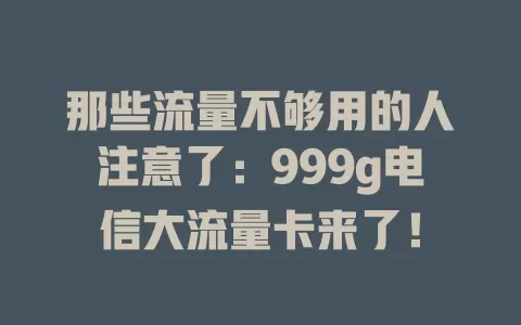 那些流量不够用的人注意了：999g电信大流量卡来了！