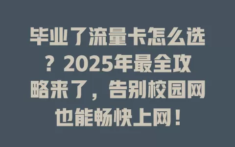 毕业了流量卡怎么选？2025年最全攻略来了，告别校园网也能畅快上网！