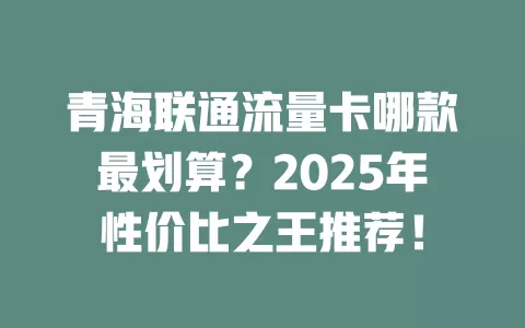 青海联通流量卡哪款最划算？2025年性价比之王推荐！