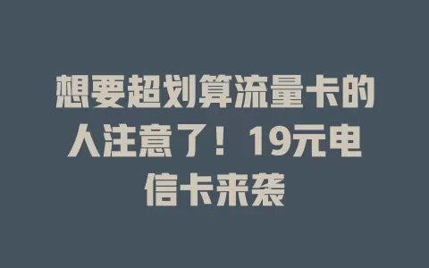 想要超划算流量卡的人注意了！19元电信卡来袭