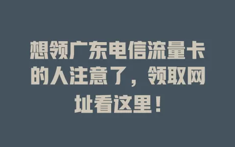 想领广东电信流量卡的人注意了，领取网址看这里！