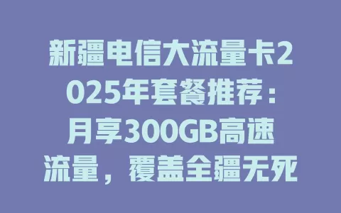 新疆电信大流量卡2025年套餐推荐：月享300GB高速流量，覆盖全疆无死角！