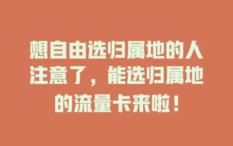 想自由选归属地的人注意了,能选归属地的流量卡来啦!